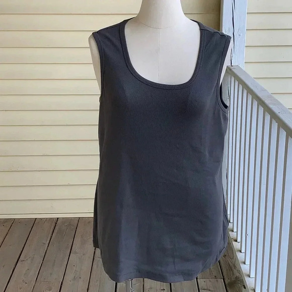 ULLA POPKEN Ribbed Tank Top Dark Gray Plus Size 24 26 NWT Sleeveless Shirt New - Picture 1 of 9